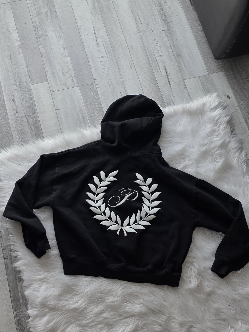 PINK Victoria's Secret Black Hoodie with White Label